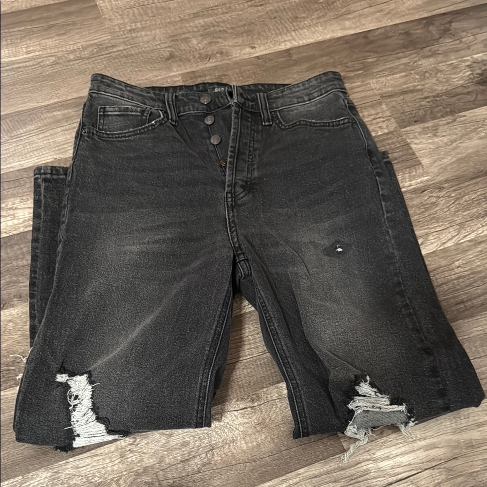 Distressed high rise Black Denim Jeans